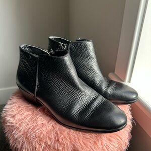 Sam Edelman “Petty” Ankle Booties in Black Pebbled Leather
